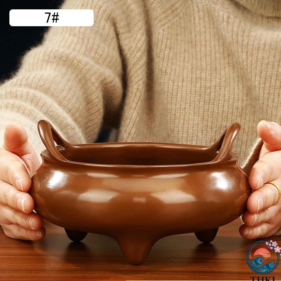 香炉 お香立て 仏壇用香炉 銅製 香道用具用品 三脚の香炉 線香 香道具 お香皿 THKJ 供奉 リラックス アロマストーブ 丸香炉 オフィス 事務室 ホーム デスクトの画像