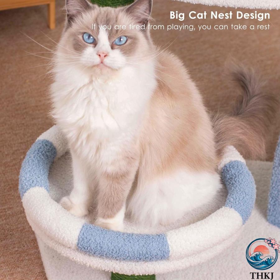 猫の爪とぎポスト かわいい高さ30インチ 屋内猫用爪とぎポスト THKJ キャットツリー サイザルロープ 大型猫と子猫用 ホワイト お手入れ簡単 お世話が快適の画像