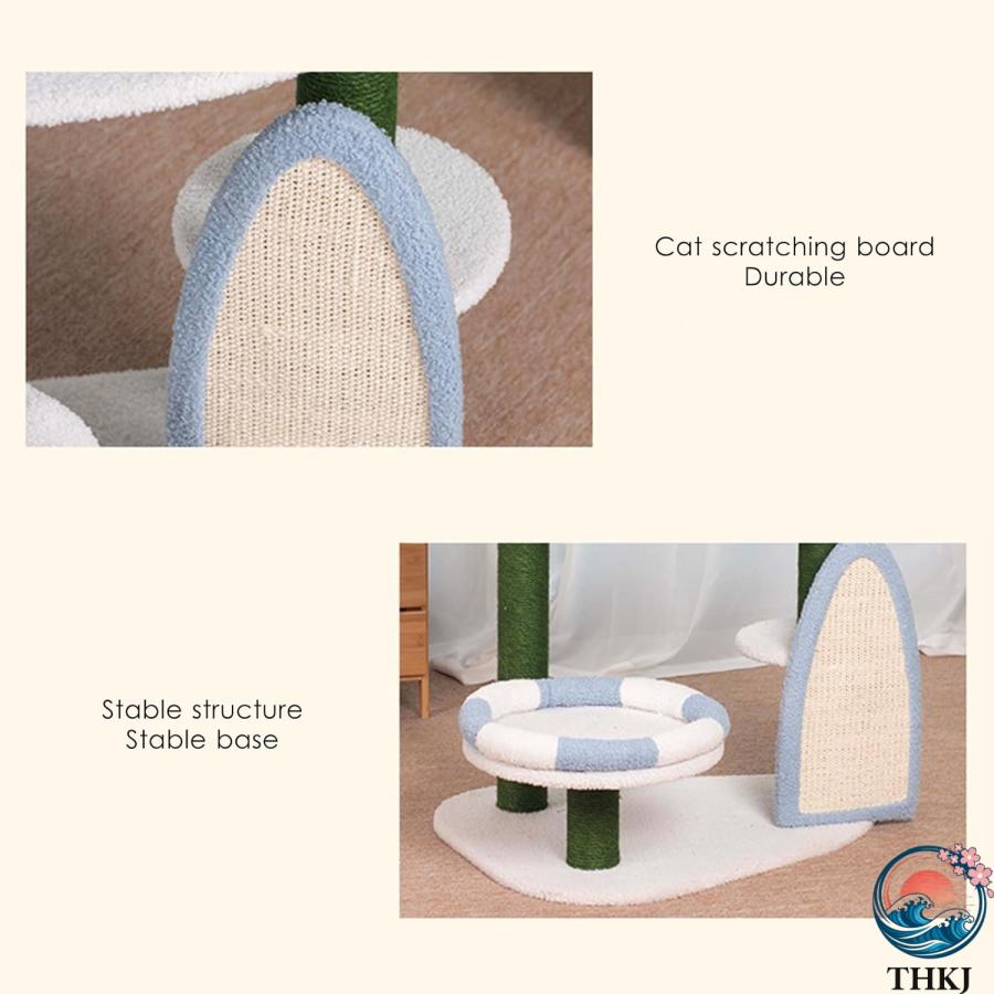 猫の爪とぎポスト かわいい高さ30インチ 屋内猫用爪とぎポスト THKJ キャットツリー サイザルロープ 大型猫と子猫用 ホワイト お手入れ簡単 お世話が快適の画像