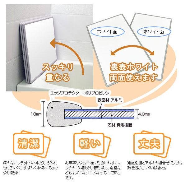 サイズオーダーパネル 風呂ふた 風呂蓋 風呂フタ マイパネル （奥行き６６〜７０×幅７６〜８０）（２枚割）抗菌 加工 アルミ組み合わせ｜kmt｜03