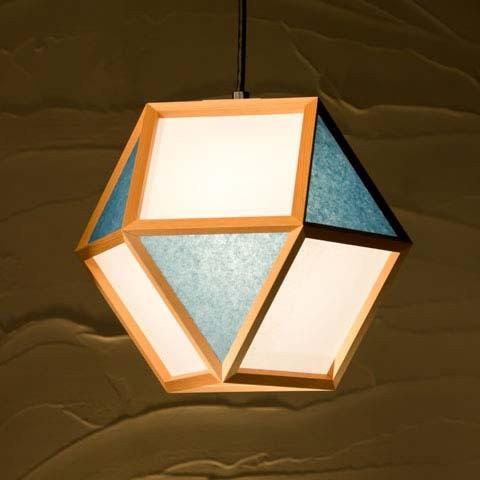 的 mato L  ペンダント 【タイプＤ：白×藍】木製フレーム　強化和紙ペンダントライト 国産 和風照明 木組+和紙(ワーロン) 和室照明 【送料無料】