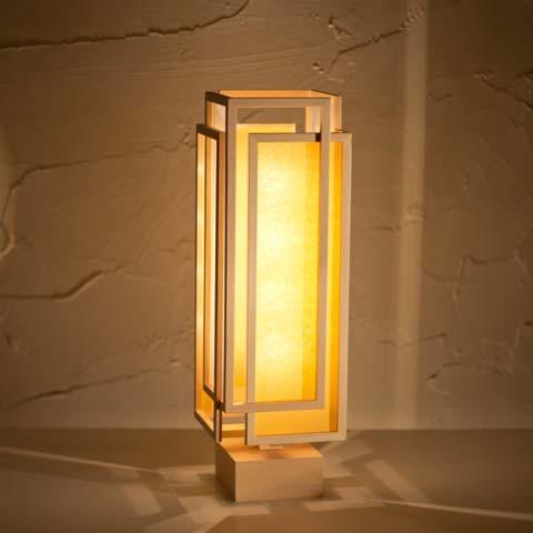 旬 shun_L スタンド 【タイプＥ：白×山吹】木製フレーム　強化和紙ペンダントライト 国産 和風照明 木組+和紙(ワーロン) 和室照明 【送料無料】