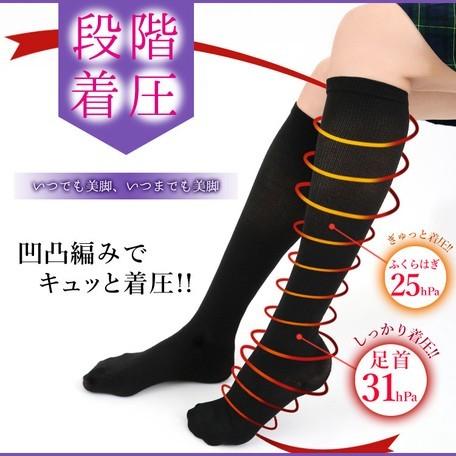 【3足セット】 段階着圧ハイソックス むくみ防止 立ち仕事に|kn-nissei|02