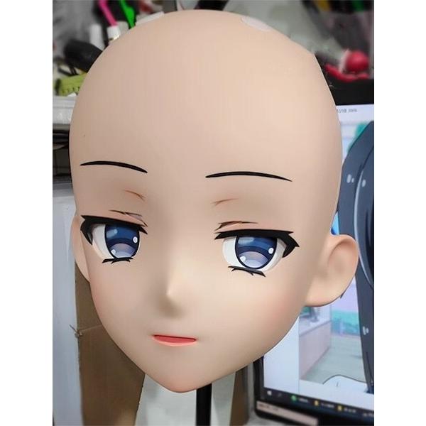 ハーフマスク 眼球付き カツラなし NO.50 樹脂製 ヘッドロリータ人形 コスプレマスク 変身 仮装 着ぐるみ 二次元美少女