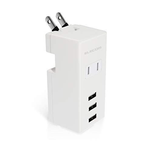 エレコム USB コンセント 充電器 電源タップ USB×3ポート AC×1個口 PSE適合 縦向き 2A ホワイト MOT-U05-2132WH