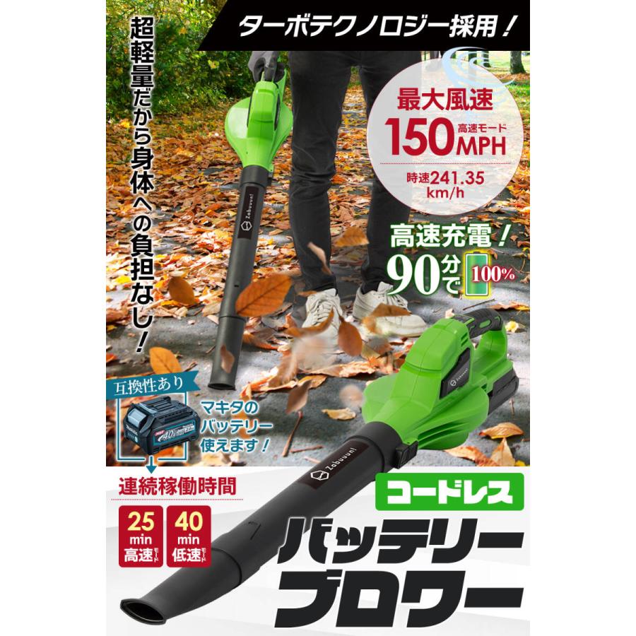 超軽量1.4kg】充電式バッテリーブロワー 本体＋バッテリー2個 大
