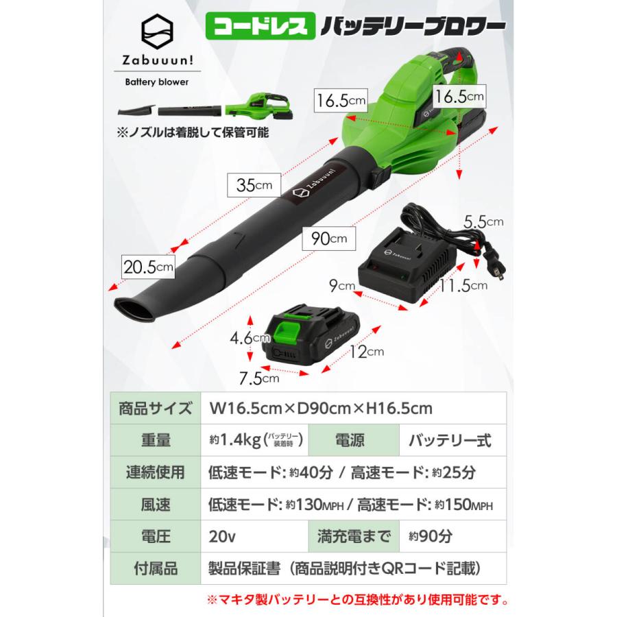 超軽量1.4kg】充電式バッテリーブロワー 本体＋バッテリー2個 大