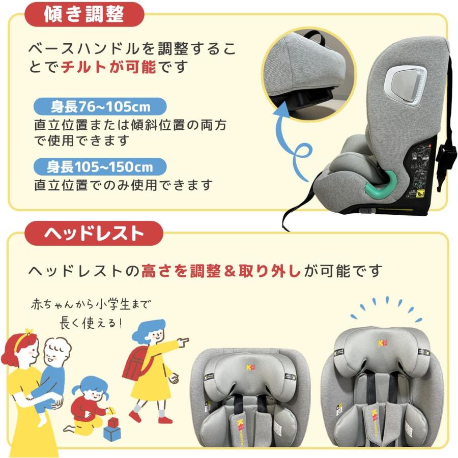 チャイルドシート ジュニアシート ISOFIX R129 身長76-150cm迄 Kidstre ジュニアシート ISOFIX R129適合 身長76-150cm迄