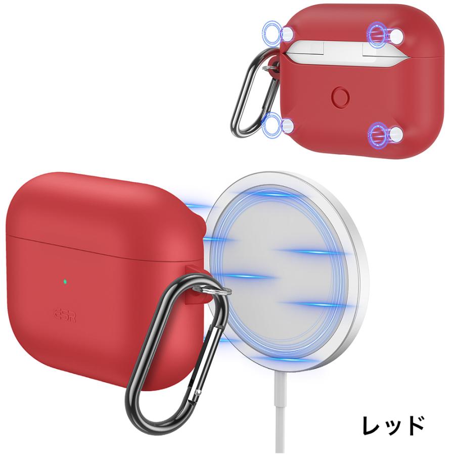 未使用　AirPods 3 専用ケース カラビナ付き　赤　レッド　ケース AirPods 第3世代 ケース カバー ハイブリッド 耐衝撃吸収