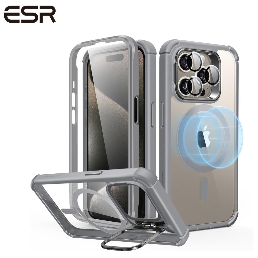 ESR ESR iPhone 15 Pro ケース 米軍MIL規格 MagSafeケース スタンド