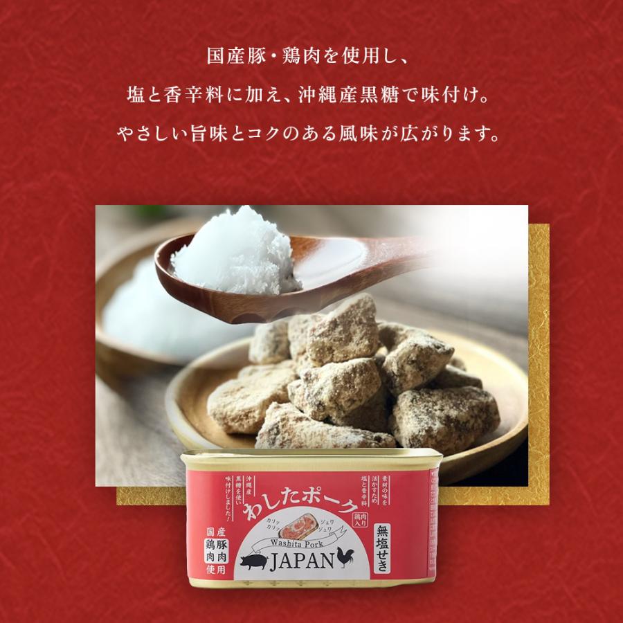 沖縄県物産公社 わしたポークJAPAN 200g×4缶 国産 鶏肉 豚肉 塩 香辛料