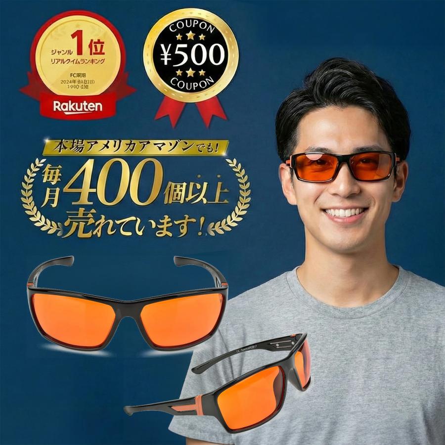 ブルーライトカット メガネ PCメガネ ナイト用 99.9%カット アンバー