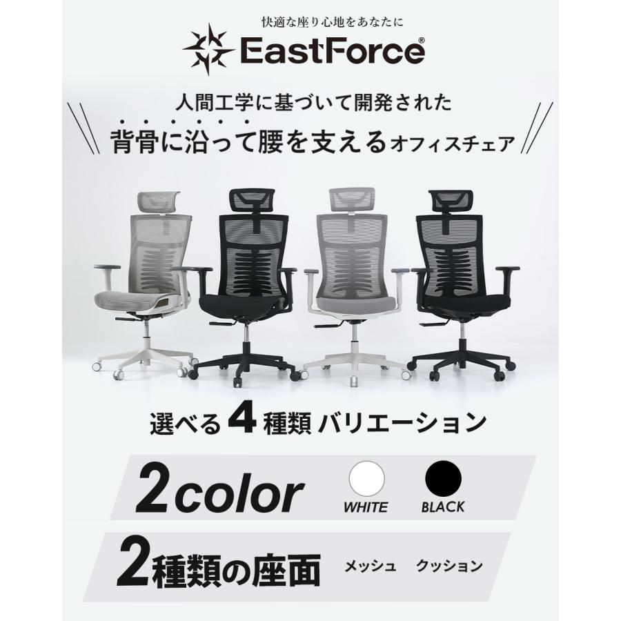 未使用オフィスチェア、オマケ座椅子ついてます：EastForce　STYLUM（座面クッション）　白　オフィスチェア EastForce STYLUM(スタイラム) クッション座面 腰・肩・首・腕