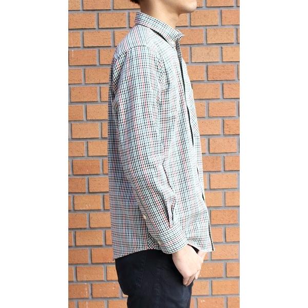 メンズ 長袖 布帛 ボタンダウン シャツ チェック柄 日本製 シニア