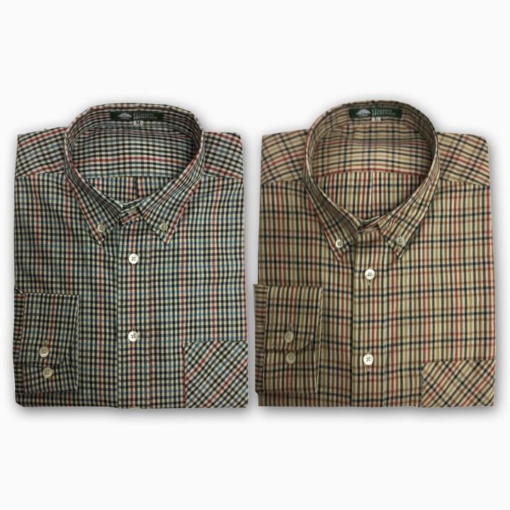 メンズ 長袖 布帛 ボタンダウン シャツ チェック柄 日本製 シニア