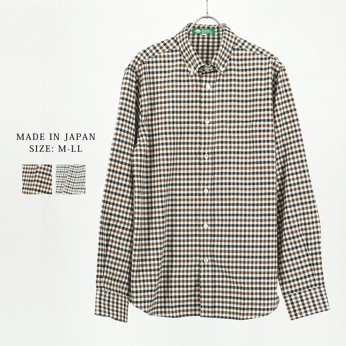 完売品 サイズ3 DESCENDANT チェック柄 ボタンダウンシャツ メンズ チェック柄 ボタンダウン シャツ 日本製 長袖 綿100％ コットン