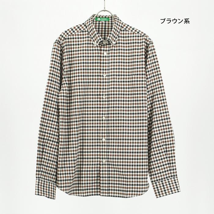 DANTON チェック柄 ボタンダウンシャツ 40 メンズ チェック柄 ボタンダウン シャツ 日本製 長袖 綿100％ コットン