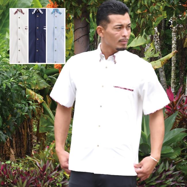 かりゆしウェア かりゆし シャツ メンズ ブーゲン小花柄使い ボタンダウン 沖縄 半袖シャツ ビジネス リゾート 結婚式 ギフト プレゼント R1800 ニットガーデン 通販 Yahoo ショッピング