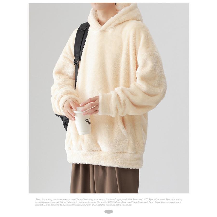 ボアパーカー メンズ プルパーカー シャギーボア マイクロフリース