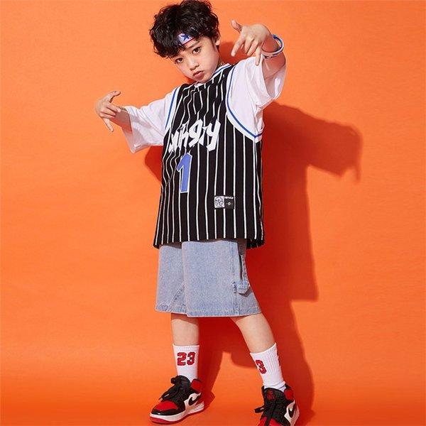 キッズダンスダンス衣装シャツパンツ単品売り男の子デニムパンツダンス衣装トップス野球バスケ派手｜knit｜04