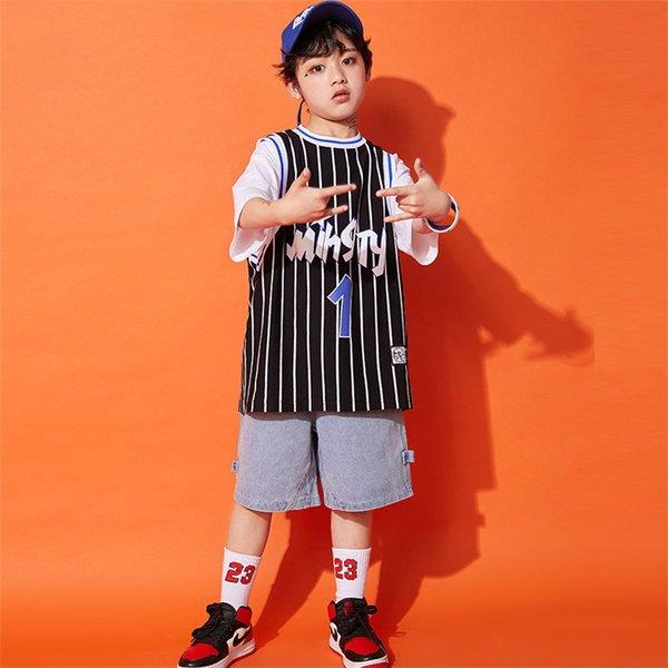 キッズダンスダンス衣装シャツパンツ単品売り男の子デニムパンツダンス衣装トップス野球バスケ派手｜knit｜05