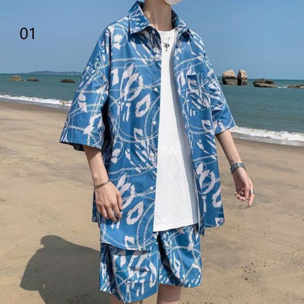 ペイズリー柄 セットアップ メンズ 夏物 上下セット ペーズリー柄