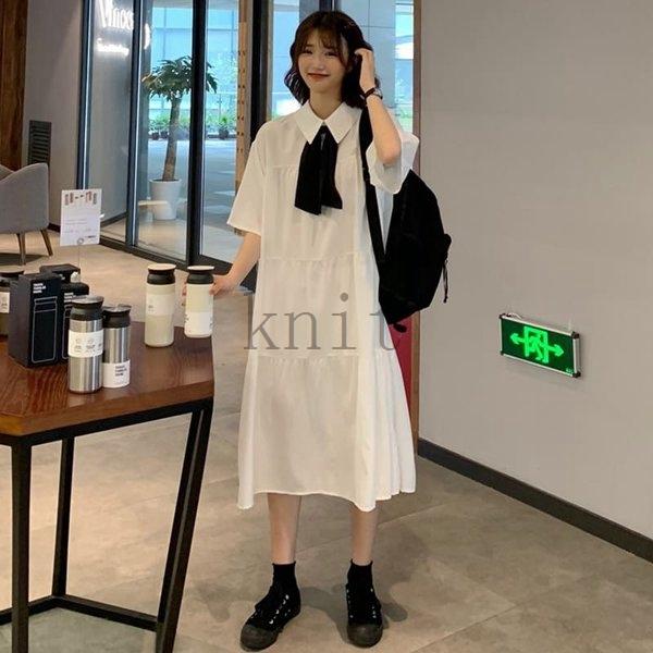 高校生中学生ファッション半袖夏ワンピースシャツワンピ黒ブラックおしゃれかわいい韓国大きいサイズ10代代30代6075 Knit4502bb44 ニットknit 通販 Yahoo ショッピング