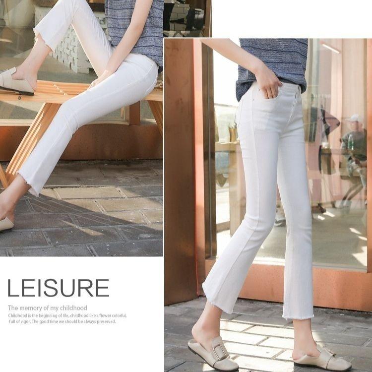 Salenew大人気 デニムパンツレディース裾フリンジスキニーデニム九分丈春夏秋冬クロップドパンツジーンズgパンくるぶし丈ブーツカットストレッチ Gestoci Ci