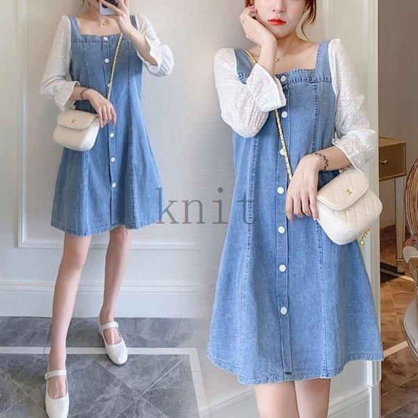 公式通販 ワンピース デニム ロング 韓国 半袖 スニーカーコーデ 10代 代 30代 爆安プライス Khappykombucha Com