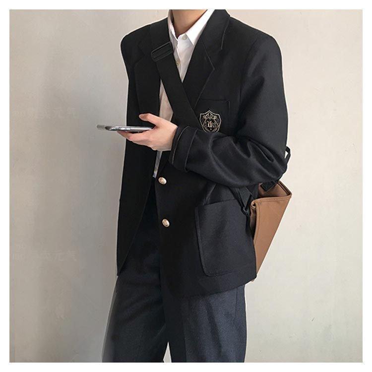 男子高校制服 ブレザー スクールジャケット 無地 2つボタン スーツ コート  上着 男子中学生 学生服 大きいサイズ スクール 文化祭 入｜knit｜16