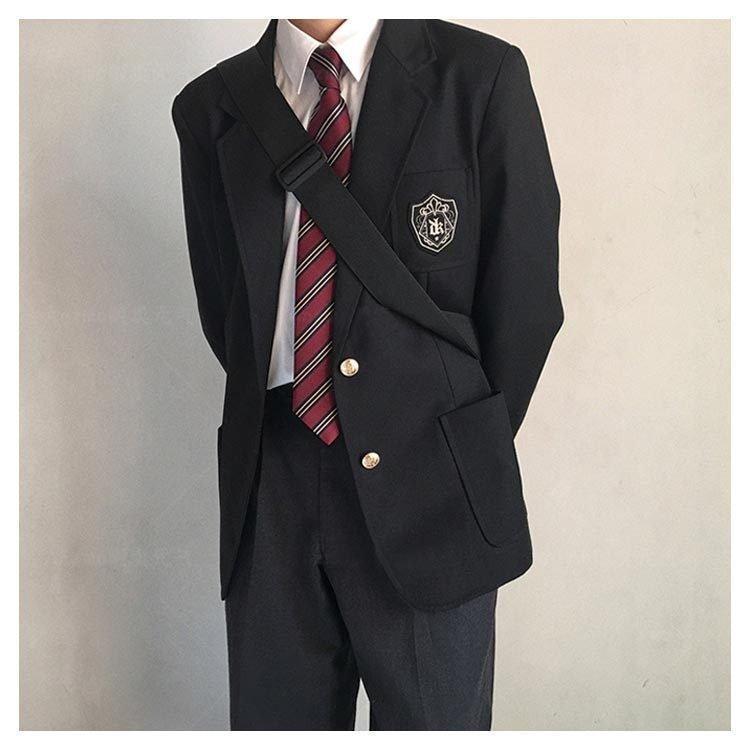 男子高校制服 ブレザー スクールジャケット 無地 2つボタン スーツ コート  上着 男子中学生 学生服 大きいサイズ スクール 文化祭 入｜knit｜17