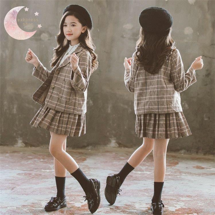 卒業式 スーツ 小学生 女の子 スカート 卒服 韓国 子供服 チェック柄  
