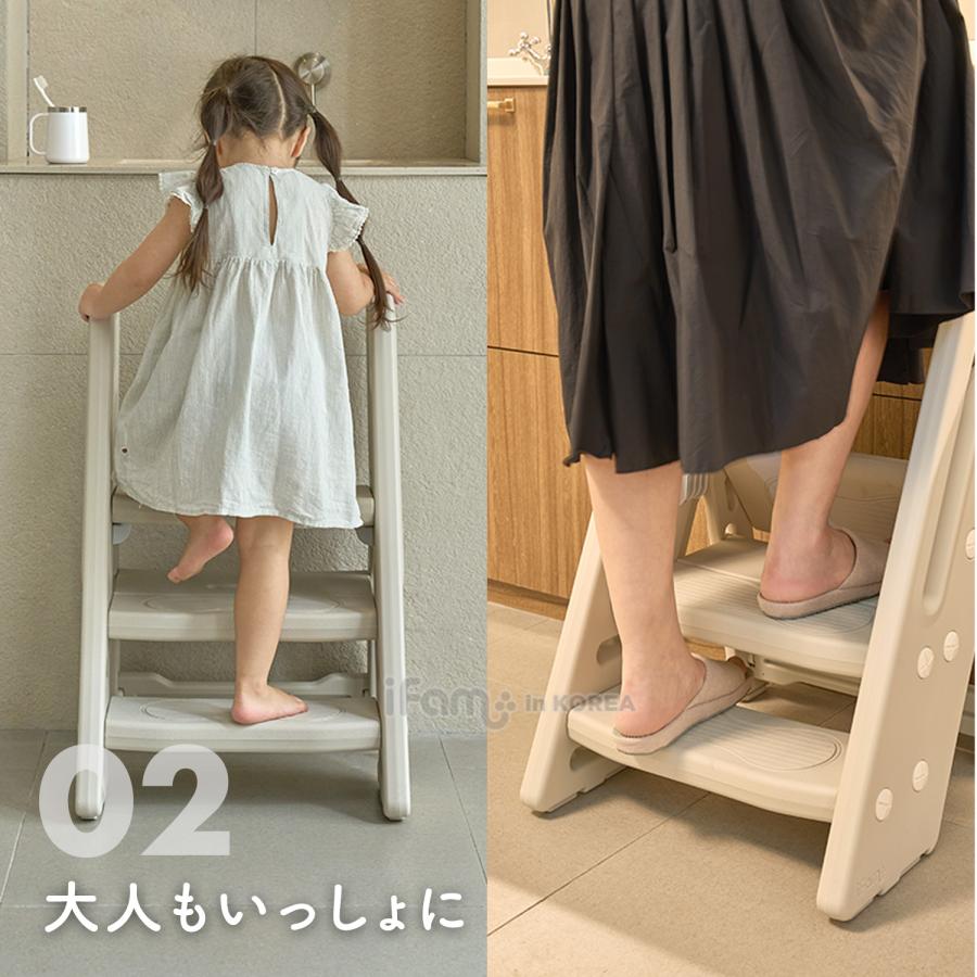 踏み台 折りたたみ 3段 2段 2段 軽量 おしゃれ ステップ台 ステップ 手すり付き踏み台 トイレ スツール キッズ 北欧 iFam アイファム if78の画像