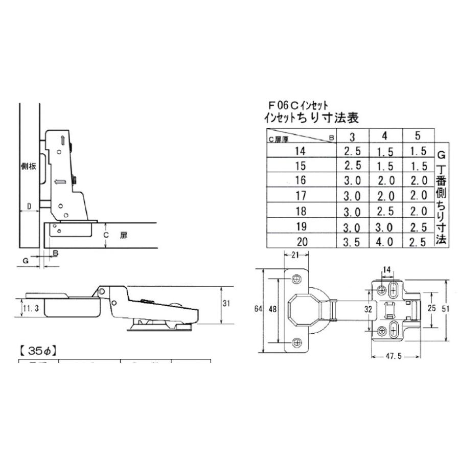 35mmダンパー付きスライドヒンジ インセット ワンタッチスライド丁番 F35c Mct金物 通販 Yahoo ショッピング