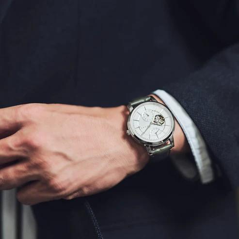 Knot 腕時計 メカニカルオープンハート 時計本体のみ 日本製 40mm 機械式 シルバーケース メンズ CAP-40シリーズの画像