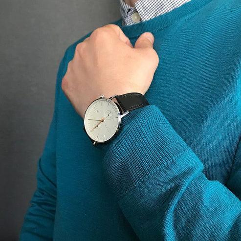 Knot 腕時計 クロノグラフ 時計本体のみ 日本製 39mm クォーツ式 メンズ レディース ホワイト アイボリー ブラック ネイビー CC-39シリーズの画像