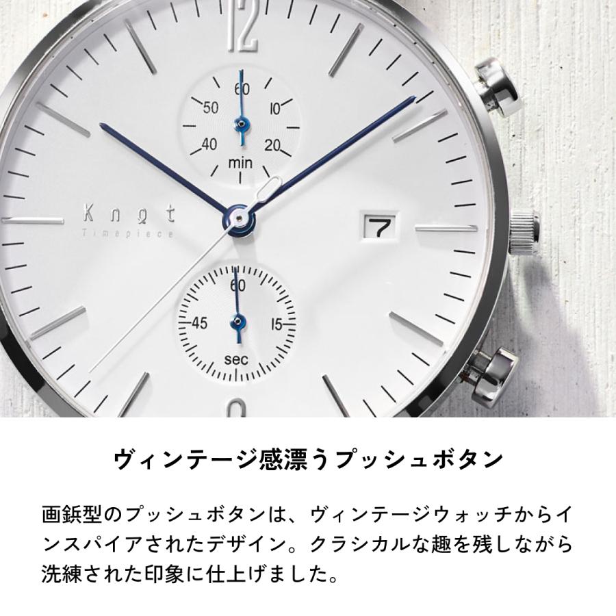 Knot 腕時計 クロノグラフ 時計本体のみ 日本製 39mm クォーツ式 メンズ レディース ホワイト アイボリー ブラック ネイビー CC-39シリーズの画像