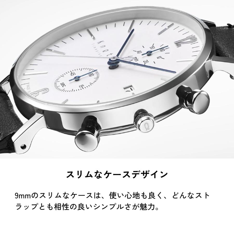 Knot 腕時計 クロノグラフ 時計本体のみ 日本製 39mm クォーツ式 メンズ レディース ホワイト アイボリー ブラック ネイビー CC-39シリーズの画像