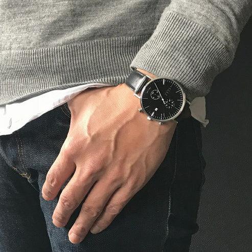 Knot 腕時計 クロノグラフ 時計本体のみ 日本製 39mm クォーツ式 メンズ レディース ホワイト アイボリー ブラック ネイビー CC-39シリーズの画像