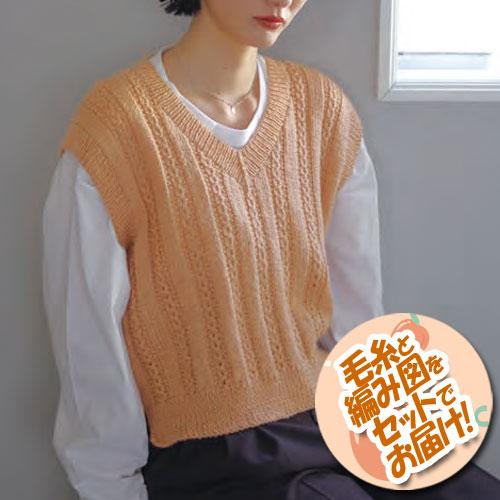スキー(元廣) Vネックベスト 着分セット（カラル8玉・編図）【着分51