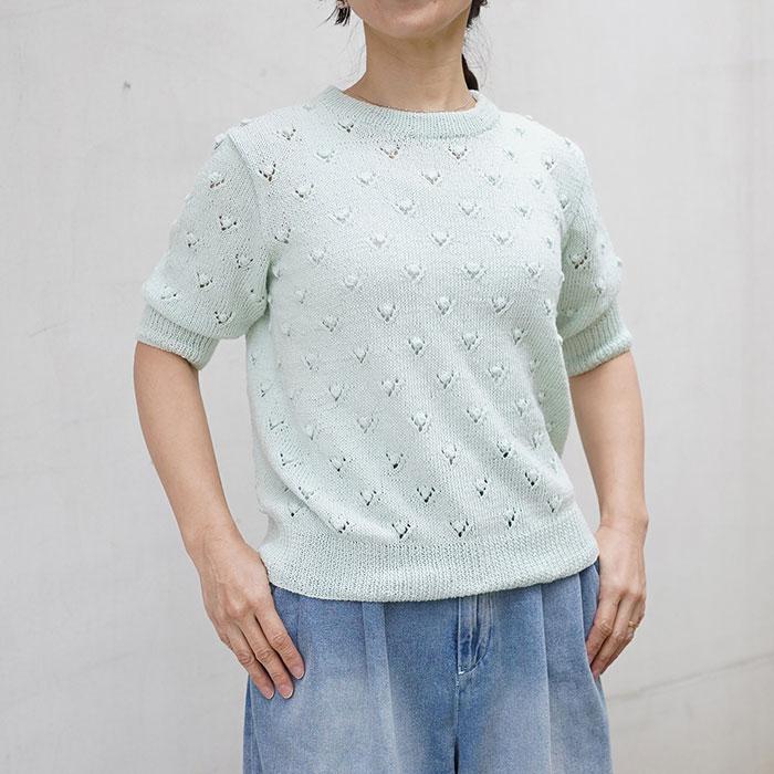 ダルマ（横田） ポルカドット5分丈プルオーバー 着分セット（リネン