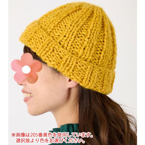 ハマナカ 2目ゴム編みの2玉ニット帽 着分セット(ひふみチャンキー2玉