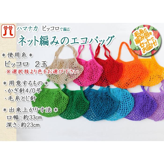 ハマナカ ネット編みのエコバッグ 着分セット（ピッコロ2玉・編図