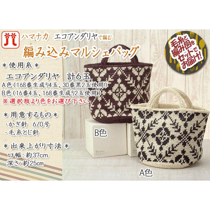 ハマナカ 編み込みマルシェバッグ 着分セット（エコアンダリヤ計6玉