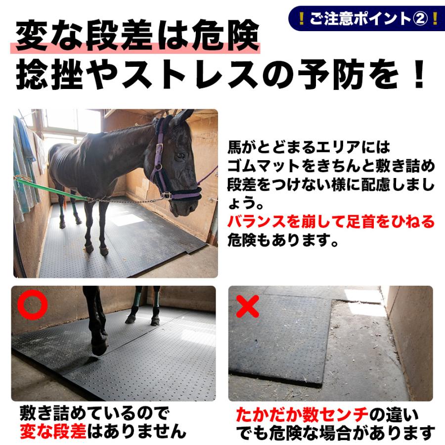 馬房厩舎用ゴムマット 厩舎内の馬房 洗い場 拭き上げ場 通路など 滑り止め クッション性 フロア保護 厚さ10mm×幅1000mm×長2000mm程度｜ko-gu｜11