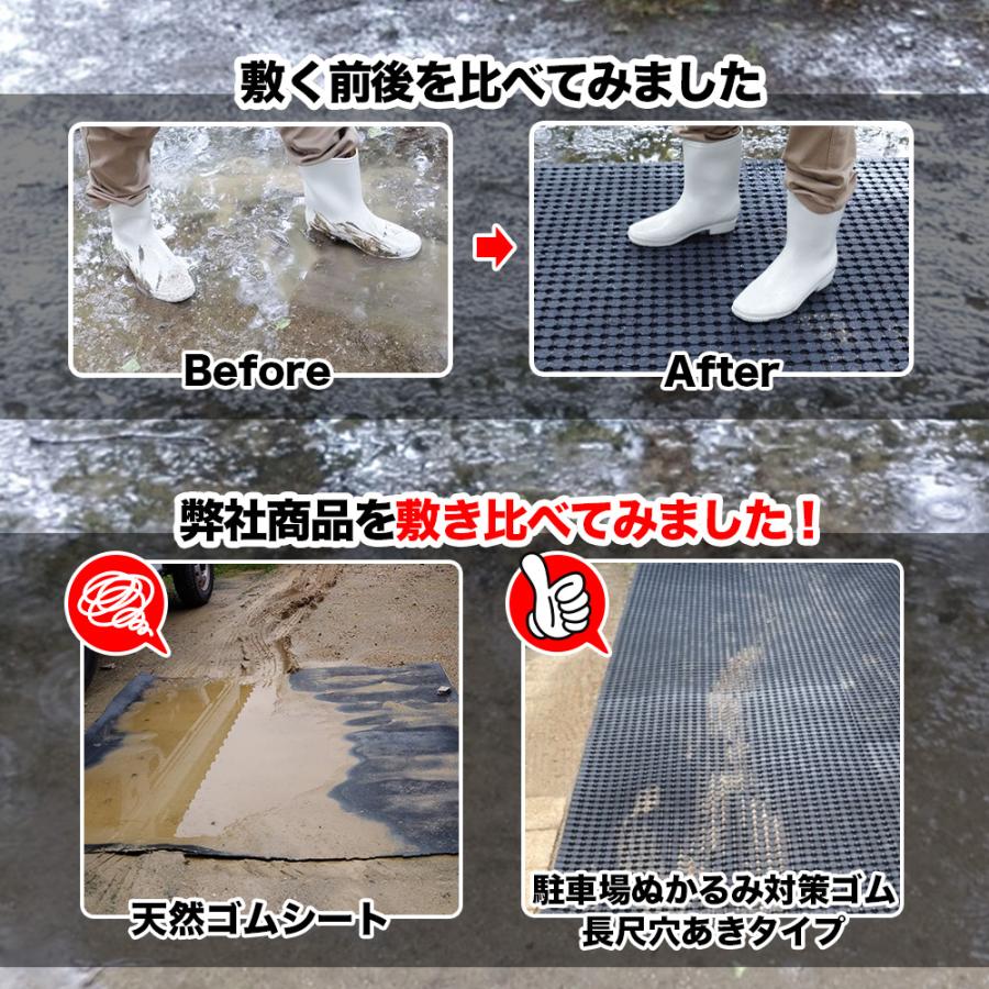 駐車場ぬかるみ対策ゴムシート(長尺穴あきタイプ) 厚さ10mm×幅900mm×長
