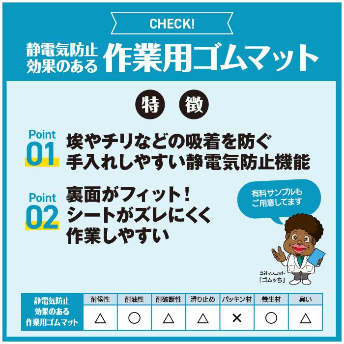 おすすめ品 静電気防止効果のある作業台ゴムマット 厚さ3ミリ×幅1M×長さ1.7M