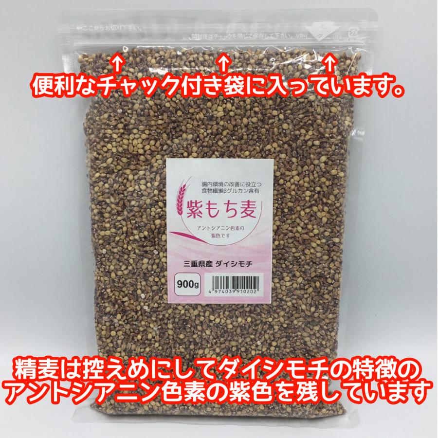 ダイシモチ 紫もち麦 三重県産 900g お試し ポイント利用 送料無料