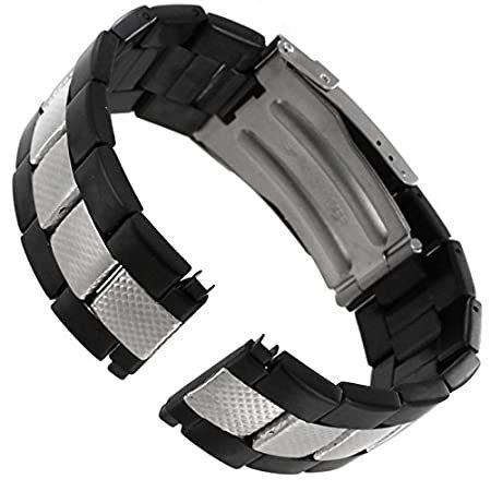 【オープニング 大放出セール】 Plated Black IP Roma Hadley 特別価格18-22mm Stainless 好評販売中 X-Long Band Clasp Mens Steel 腕時計