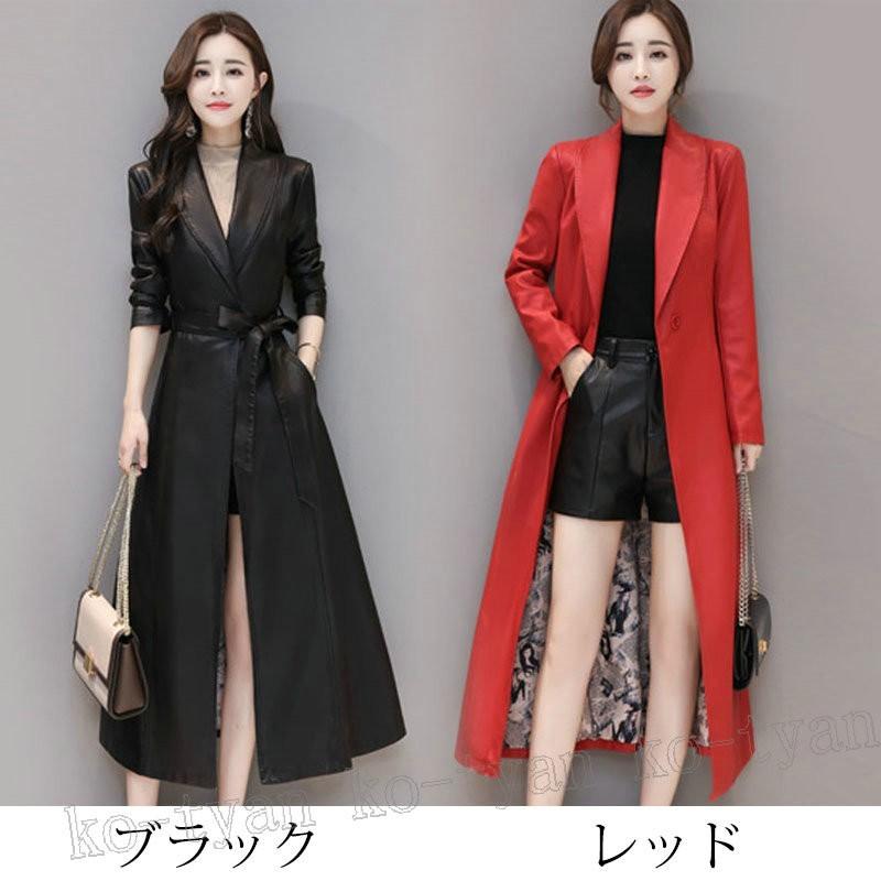 トレンチコート フェイクレザー 革コート チェスターコート アウター オフィス レザーコート ベルト付き レディース ライダース ロングコート 1803ltx05 こーちゃん 通販 Yahoo ショッピング